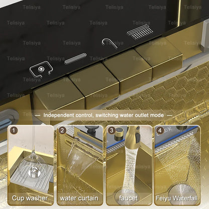 Modern Stainless Steel Sink Sinks Digital Display Large