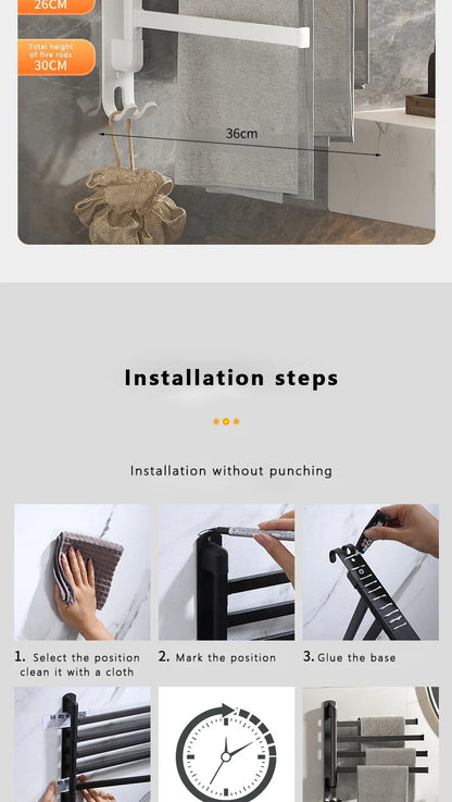 Bathroom Towel Rack Rotatable Towel Holder Rotatable Stainless