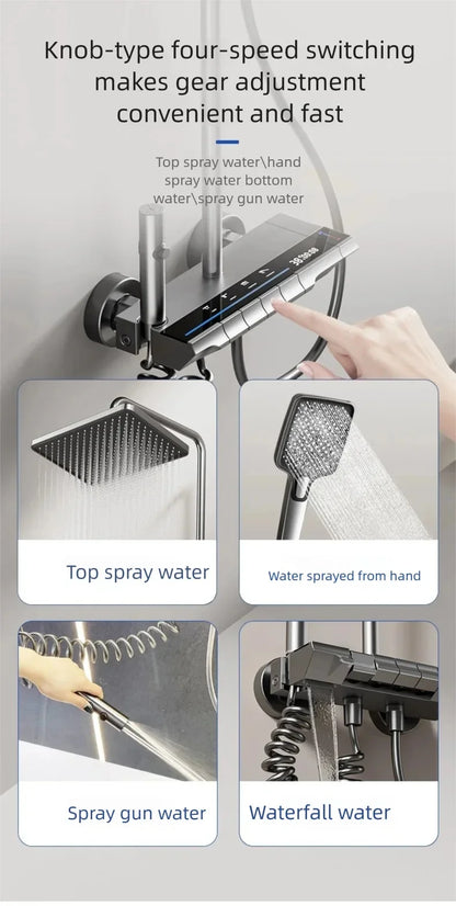 Aluminum Shower Cold Water Digital Display Pressurized Shower