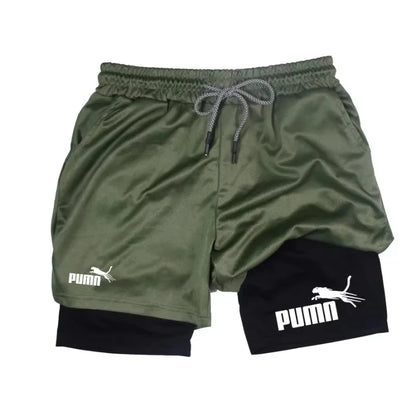 Men Summer Breathable 2-In-1 Double-Layer Compression Shorts