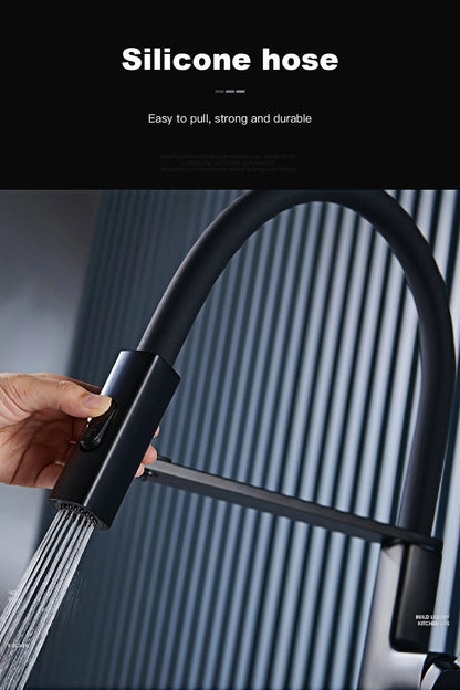 Luxury Black Brass Faucet Simple Design Magnetic Suction