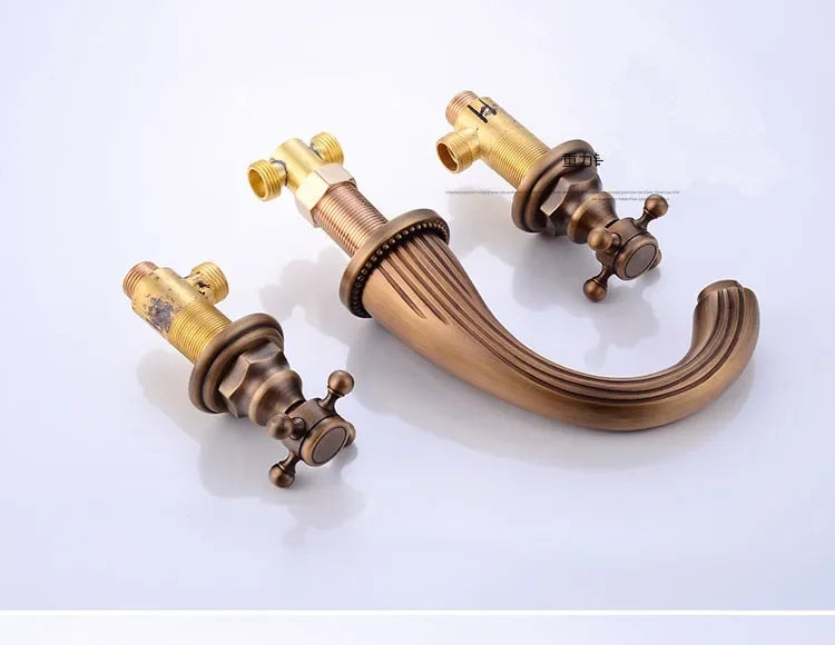 Basin Faucets 3pcs Antique Brass Classic Bathroom Sink