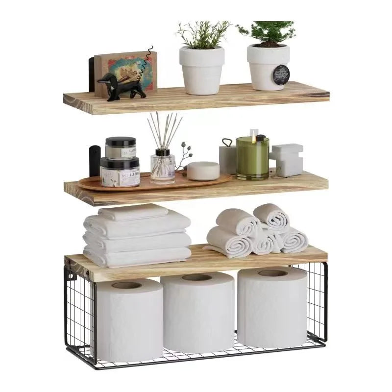 Wall Mounted Floating Shelves Wood Bathroom Shelves Farmhouse