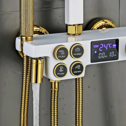 White Gold Thermostatic Shower System Quality Brass Cold