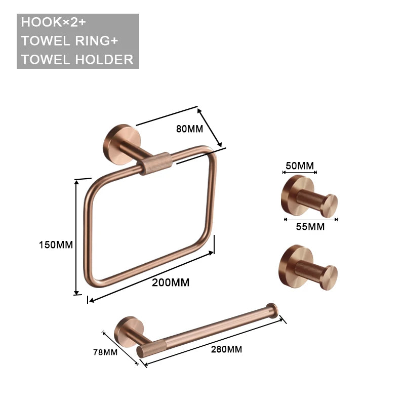 Brushed Rose Gold Brass Knurling Toilet Brush Holder