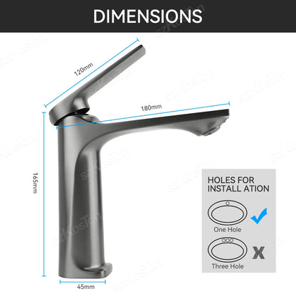 Brass Core Modern Bathroom Sink Faucet Handle Deck