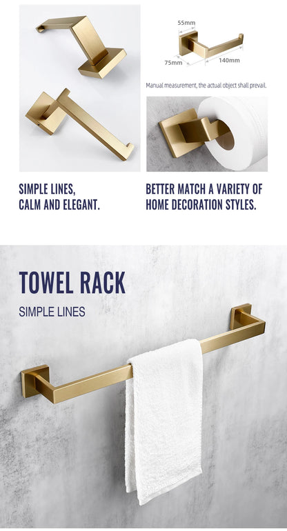 Brushed Gold Bathroom Toilet Brush Holder Toilet Paper
