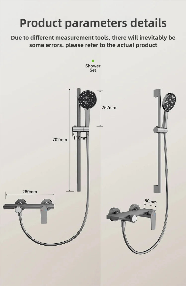 Gray Bathroom Shower Rainfall Shower Faucet Apartment Hotels
