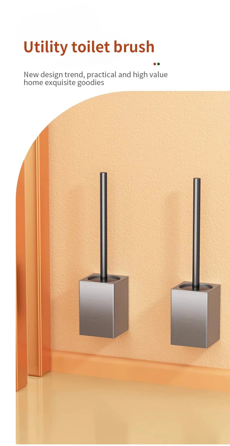 Bathroom Toilet Brush Holder Wall Mounted Cleaning No