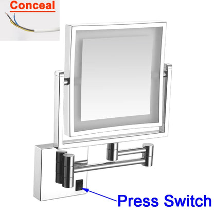 Led Bathroom Mirror 3x Magnifying Dual Arm Extendable