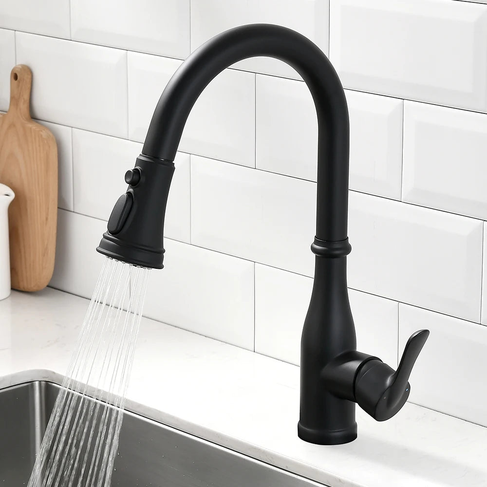 Brushed Nickel Faucets Handle Pull Out Tap Hole