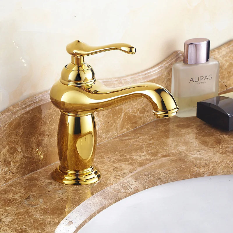 Luxury Europe Style Antique Gold Bathroom Basin Faucet
