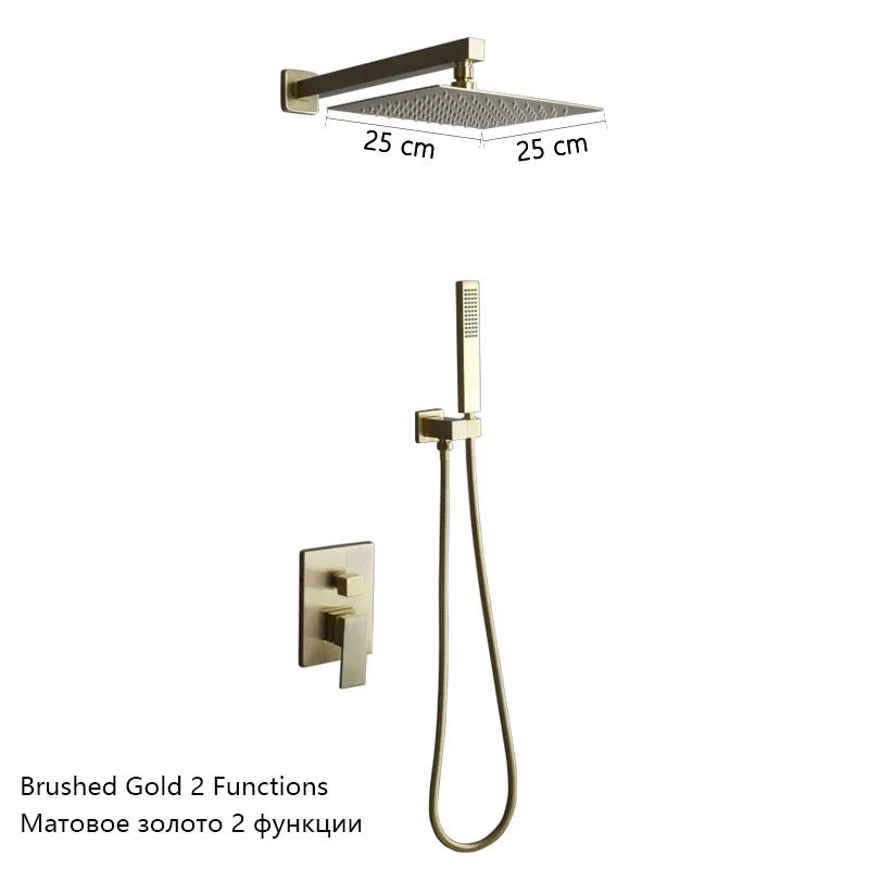 Gray Hidden Shower System Concealed Rainfall Bathroom Shower