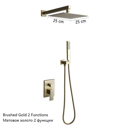 Gray Hidden Shower System Concealed Rainfall Bathroom Shower