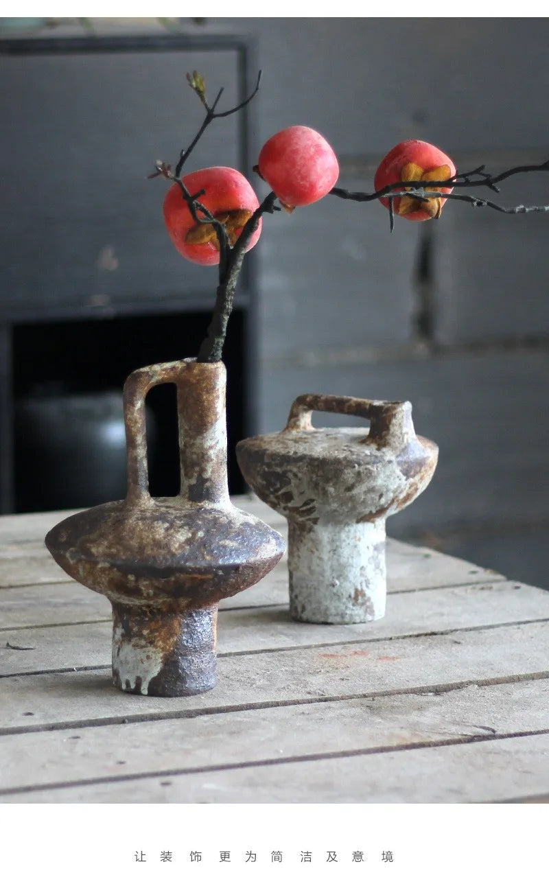 Wabi Sabi Style Ceramic Vase Retro Dried Flowers