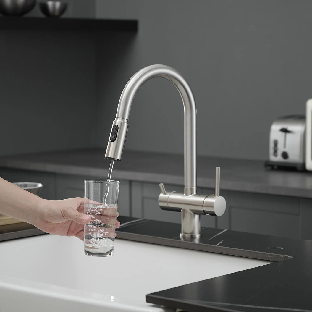 Brushed Nickel Pull Out Filter Faucets Quality Brass