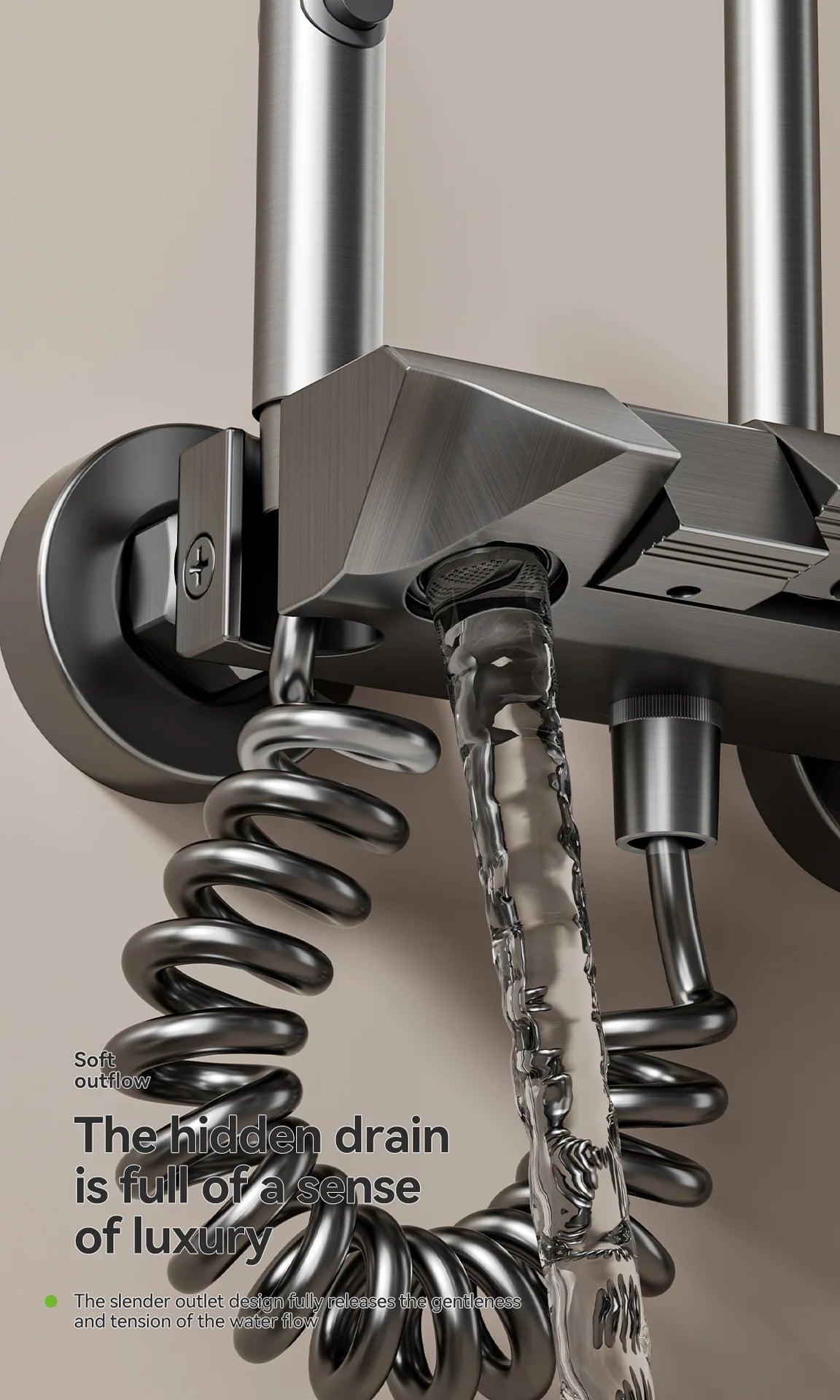 Bathroom Aluminum Shower Gunmetal Gray Cold Water Piano