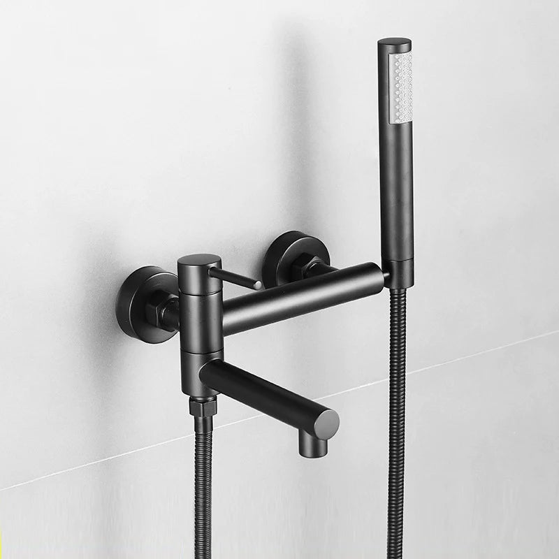 Bathtub Shower Faucet Brass Handle Waterfall Spout Wall