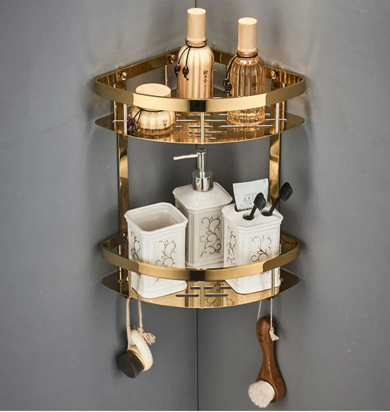 Bathroom Shelf Rose Gold Corner Shelf Shampoo Brass