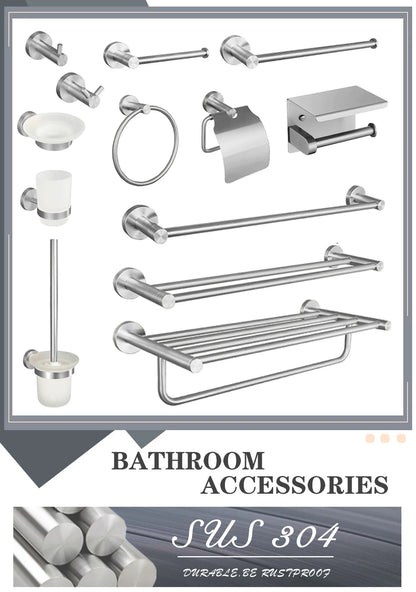 Brushed Nickel Bathroom Towel Bar Bath Robe Hook