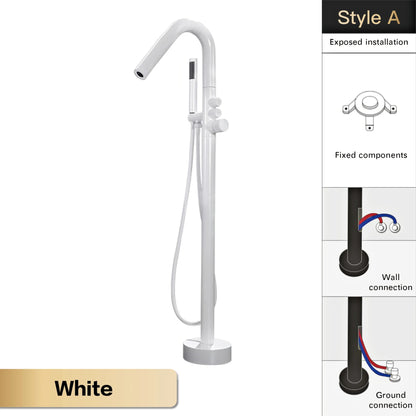 Aitna Gold Brass Luxury Bathroom Faucet Floor Standing