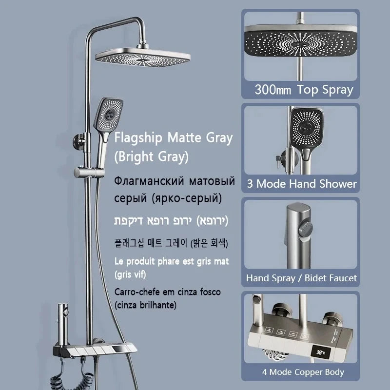 Bathroom Shower Led Display Piano Keys Bath Shower