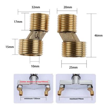 2pcs Adjustable Bathroom Shower Faucet Adapter Brass&Stainless