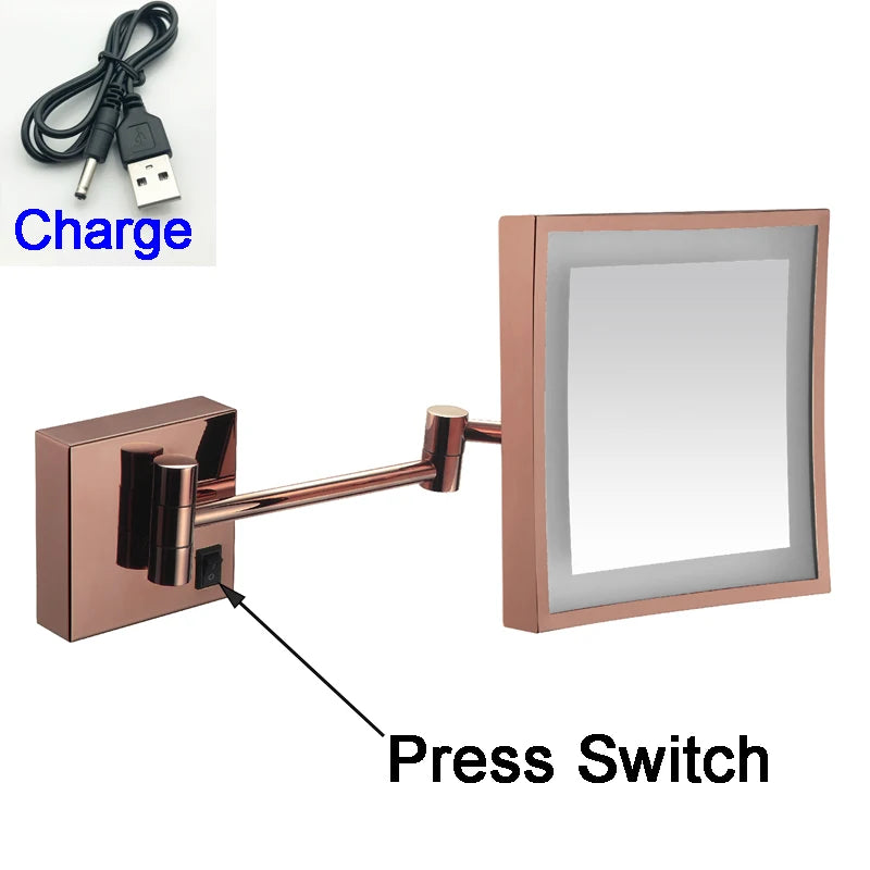 Square Touch Bathroom Mirror Wall Mounted Lighted Bathroom