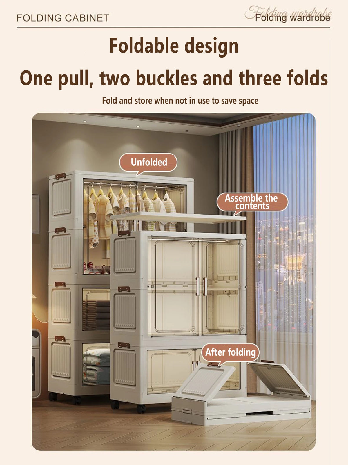 Multi-Functional Folding Storage Cabinet Doors White/Black/Gray