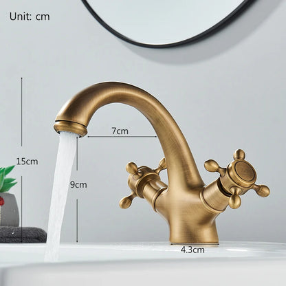 Deck Install Antique Brass Basin Faucet Bathroom Basin