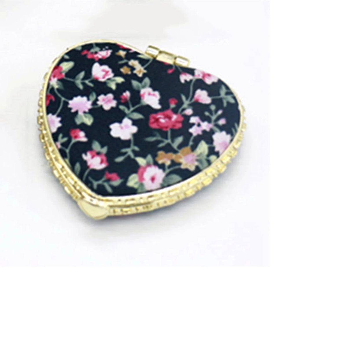 Vintage Foldable Makeup Mirror Mini Heart Round Makeup