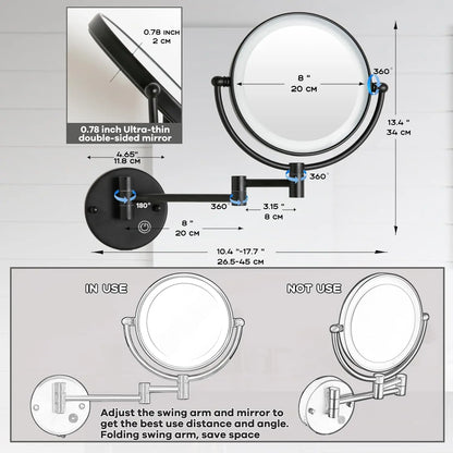 10x Magnifying Led Makeup Mirror Touch On Dual