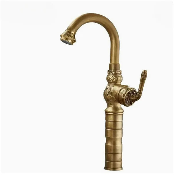 Antique Carved Bathroom Faucet Basin Faucets Brass &