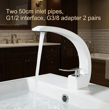 Modern Minimalist Handle White Bathroom Sink Faucet Aluminum