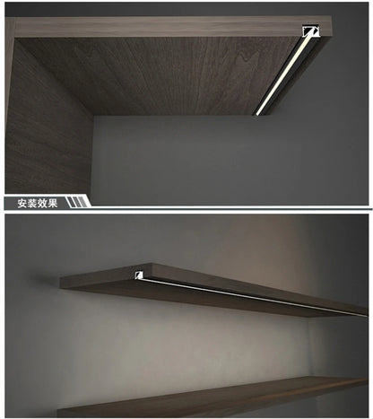 Ultra-Thin Hidden Recessed Cabinet Bar Light 45 Degree