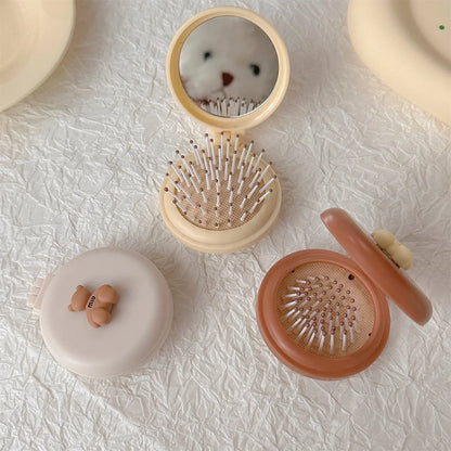 Cute Cartoon Foldable Comb Makeup Mirror Air Cushion
