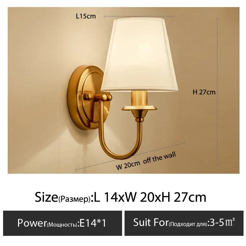 Modern Wall Sconce White Fabric Shade E27 Gold