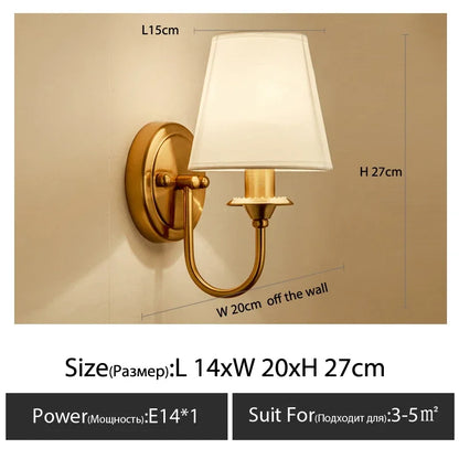 Modern Wall Sconce White Fabric Shade E27 Gold