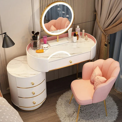 Pink White Vanity Table Women Luxury Nail European