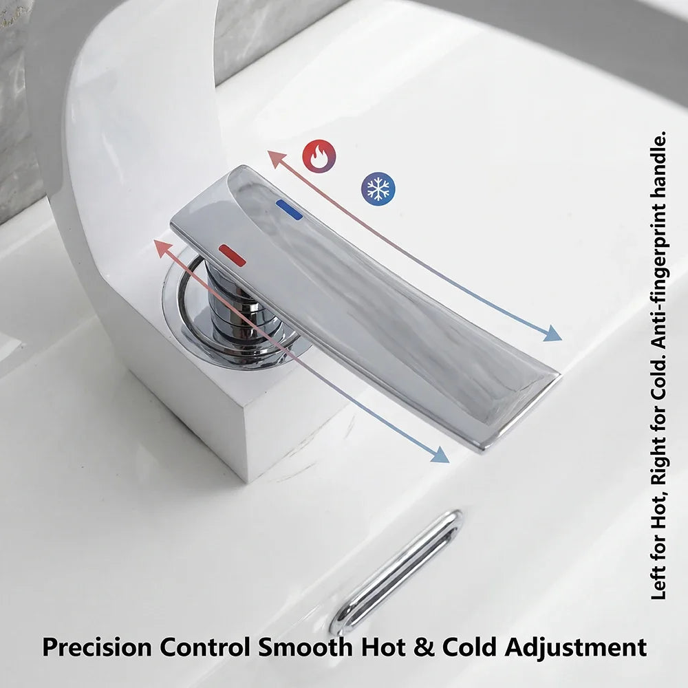 Modern Minimalist Handle White Bathroom Sink Faucet Aluminum