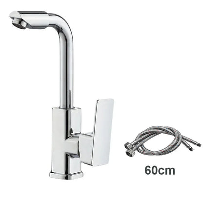 360 Rotation Bathroom Basin Faucet Silver Faucet Brass