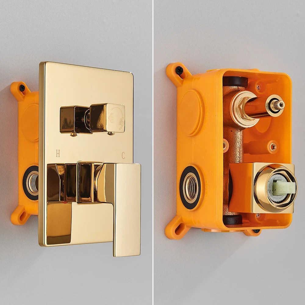 Golden Shower Faucets 2-Ways Rainfall Shower System Wall