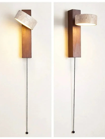 Rotatable Spanish Natural Limestone Round Led Wall Lamp