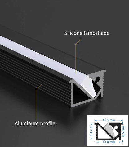 Ultra-Thin Hidden Recessed Cabinet Bar Light 45 Degree