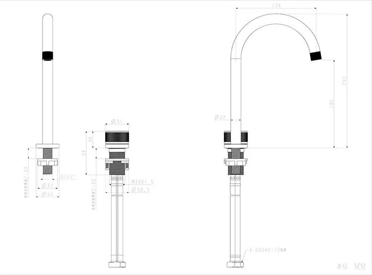 Tuqiu Black Basin Faucet Bathroom Faucet Two Holes