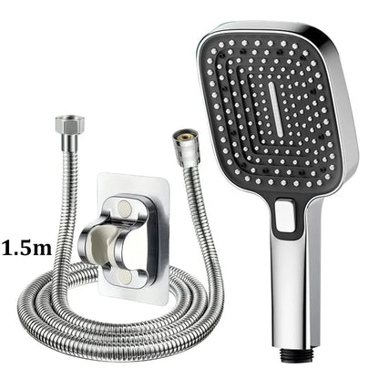 Square 3-Mode Pressurized Shower Head Large Panel Bathroom