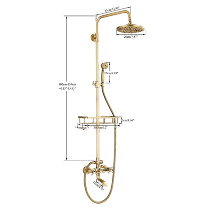 Antique Brass Shower Faucet Rainfall Head Shower Handshower