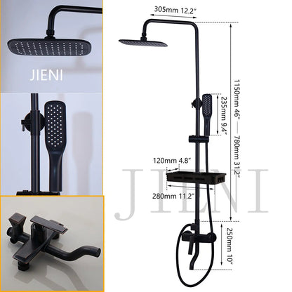Jieni Matte Black Rainfall Shower Faucet Paint Black