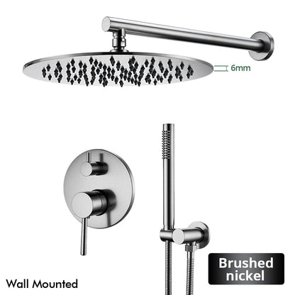 Brushed Stainless Steel Brass Built Installation Rain Shower
