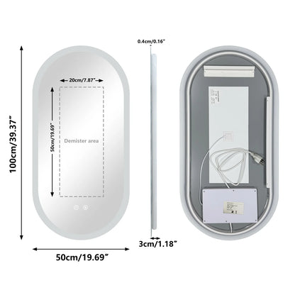 80/100/120cm Long Oval Led Bathroom Mirror Backlit Wall